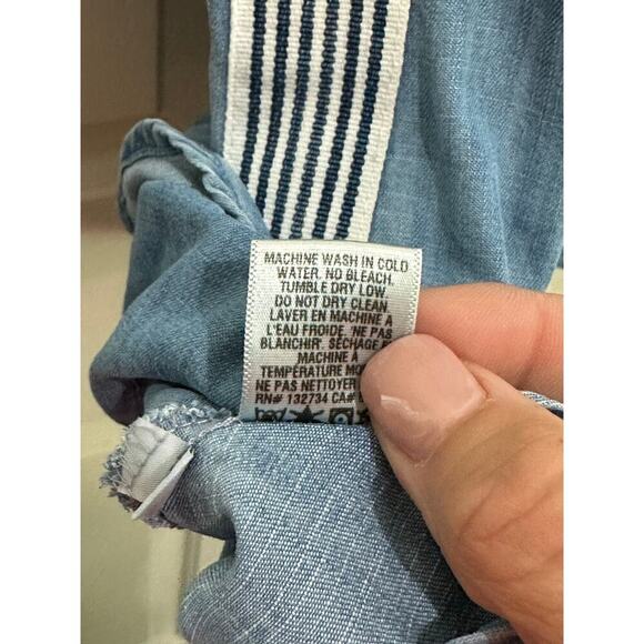 BELLA DAHL Women's Blue Sleeveless Racer Back Stripe Trim Mini Dress Size Small - Picture 9 of 11